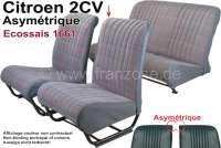 Citroen-2CV - Sitzbezug 2CV6 Club, vorne + hinten. Asymetrische Rückenlehne. Stoff (Ecossais 1661) in b