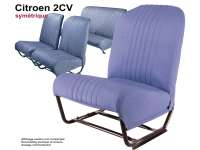 Sitzbezug 2CV6 vorne + hinten. Symetrische Rückenlehnen. Stoff (Beige Raye  1666) in den Farben beige - braun, orange ge