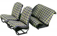 Citroen-2CV - Sitzbezug 2CV vorne + hinten. Symetrische Rückenlehne. Stoff in kariert blau-gelb (Prince