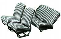 Citroen-2CV - Sitzbezug 2CV vorne + hinten. Symetrische Rückenlehne. Stoff in kariert grün-weiß (Prin