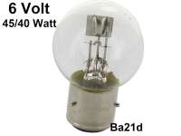 Citroen-2CV - Glühlampe 6 Volt, 40/45 Watt. Sockel mit 3 Stiften (Ba21d), 2CV frühe Baujahre.