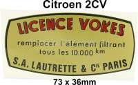 citroen 2cv luftfilter aufkleber lautrette licence vokes P17528 - Bild 1