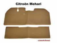Citroen-2CV - Mehari, Kautschuk Matte in beige, vorne + hinten. Passend für Citroen Mehari, von Baujahr