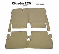 Citroen-2CV - Teppichsatz in Velour. Farbe: beige, beige eingefasst, 2-teilig. Der Teppichsatz bedeckt d