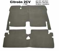 Citroen-2CV - Teppichsatz in Velour. Farbe: hellgrau (Gris clair), dunkelgrau (Gris foncé) eingefasst, 