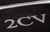 Citroen-2CV - Teppichsatz in Velour. Farbe: schwarz, grau eingefasst (gekettelt), 3-teilig. Der Teppichs