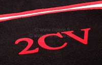 Citroen-2CV - Teppichsatz in Velour. Farbe: schwarz, rot eingefasst (gekettelt), 3-teilig. Der Teppichsa