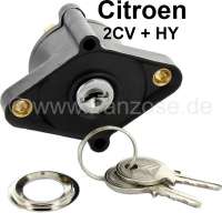 Citroen-2CV - Zündschloss im Armaturenbrett. Passend für Citroen 2CV + HY. Incl. 2 Schlüssel. Das Sch
