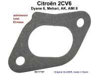 Citroen-2CV - Krümmerdichtung Einlass, für 602ccm Motor. Citroen 2CV6. Or.Nr. 96177787. Maß: 28,3x43,