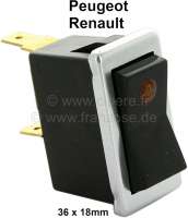 Renault - Schalter universal mit Kontrollleuchte. Passend für 36x18mm Ausschnitt. Passende Glühlam