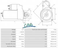 Citroen-DS-11CV-HY - Anlasser, 9 Zähne. Mit Magnetanlaßschalter. Passend für Citroen DS. Hohe Drehgeschwindi