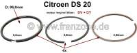Citroen-DS-11CV-HY - Kolbenringe (Markenhersteller), für 4 Kolben. Passend für Citroen DS 20. 86mm Bohrung. M