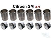 Citroen-2CV - SM, Kolben + Zylinder (2,7L). Passend für Citroen SM + Maserati. Per Set (6 Stück). 87mm