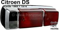 Citroen-DS-11CV-HY - Rückleuchte hinten rechts (komplett). Farbe: verchromtes Gehäuse. Passend für Citroen D