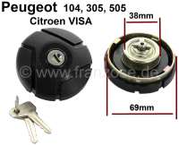 Peugeot - Tankdeckel abschließbar. Passend für Peugeot 104, 505, 305. Citroen Visa II + LNA.