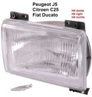 Peugeot - J5/C25/Ducato, Scheinwerfer H4 rechts, ohne Leuchtweitenregulierung. Peugeot J5 + Citroen 