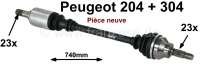 Peugeot - P 204/304, Antriebswelle links oder rechts passend. Peugeot 204 + 304. Gesamtlänge: 740mm