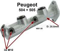 Peugeot - P 504/505, Hauptbremszylinder Zweikreis. Bremssystem: Bendix. Kolbendurchmesser: 20,6mm. 3