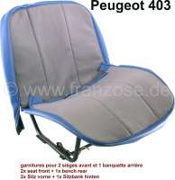 Peugeot - P 403, Sitzbezüge (2x Sitz vorne, 1x Sitzbank hinten mit Mittalarmlehne). Farbe: Stoff gr