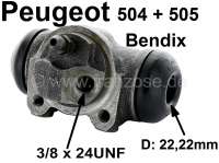 Peugeot - P 504/505, Radbremszylinder hinten links,  System Bendix, Berline 04/75->, GL-GR-DR-Diesel