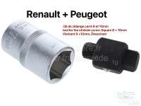 Peugeot - Ölablaßschraube Werkzeug. Vierkant 8 + 10mm. Passend für Peugeot + Renault.