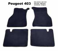Peugeot - P 403, Fußmattensatz. Velour Exellence dunkelblau (Bleu marine) mit hellgrauer (Gris clai
