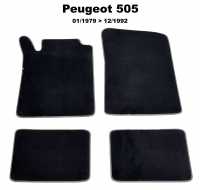 Peugeot - P 505, Fußmattensatz (4 teilig). Velour Exellence schwarz mit dunkelgrauer (Gris foncé) 