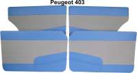 Peugeot - P 403, Türverkleidungen Satz (4 Stück). Farbe: grau-blau (Bleu Médit + Tissu Ecorce). P