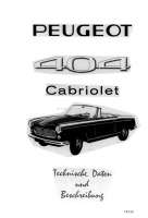 Peugeot - P 404 Cabrio + Coupe, Technische Informatioen. Ergänzung zum Werkstatthandbuch. 39 Seiten