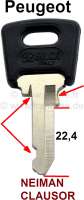 Alle - Schlüsselrohling für Zündschloss + Türschloss. Passend für Peugeot 504 GRD, von Bauja