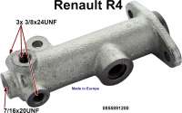 Renault - R4, Hauptbremszylinder. Passend für Renault R4, von Baujahr 3/1965 bis 5/1968. Kolbendurc