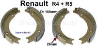 Renault - Bremsbacken hinten (1 Satz). Bremssystem: Bendix. Passend für Renault R4, R5. Bremstromme