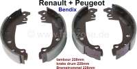 Peugeot - Bremsbackensatz hinten. Bremssystem: Bendix. Bremstrommeldurchmesser: 228mm. Belagbreite: 