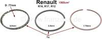 Renault - R16/R12/R16, Kolbenringe, für 1 Kolben. Passend für Renault R16, R12, R17. Bohrung: 77mm