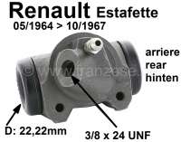 Renault - Estafette, Radbremszylinder hinten links. Kolbendurchmesser: 22,22mm. Passend für Renault