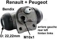 Peugeot - Radbremszylinder hinten links. Bremssystem Bendix. Kolbendurchmesser: 22,22mm. Bremsleitun