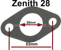 Renault - Zenith 28, Vergaserfußdichtung für Zenith 28 (Papierdichtung). Passend für Renault R4, 