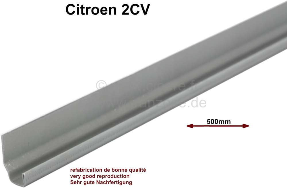 Citroen-2CV - 2CV, A-post, repair sheet metal rainwater gutter strip (very good reproduction). This stri