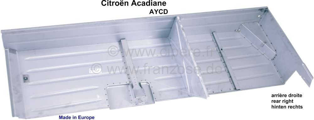 Citroen-2CV - ACDY, interior fender completely (inclusive rear axle stop + bulkhead) at the rear right i