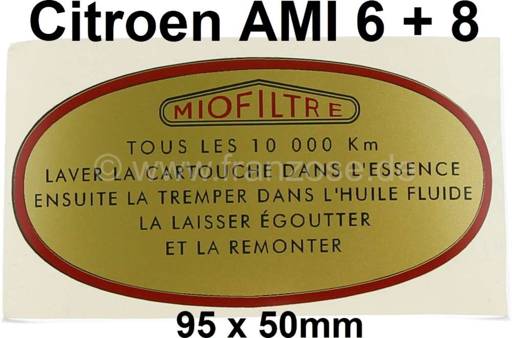 Citroen-2CV - Label air filter MioFiltre, Citroen AMI6 + 8.