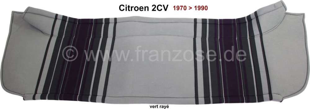 Citroen-2CV - Rear window shelf from Velour material (Vert Raye), in colors lightgreen - darkgreen. (Ori