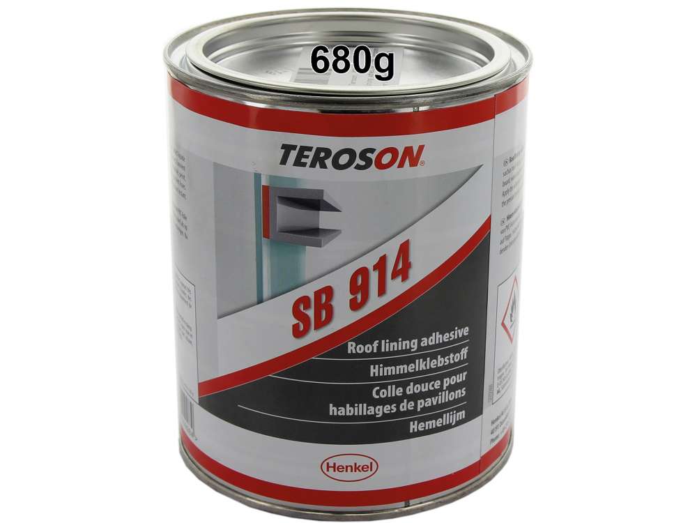 Inside roof lining adhesive from Teroson. Contents: 680g. Light,  transparent adhesive material for the roof and door lin