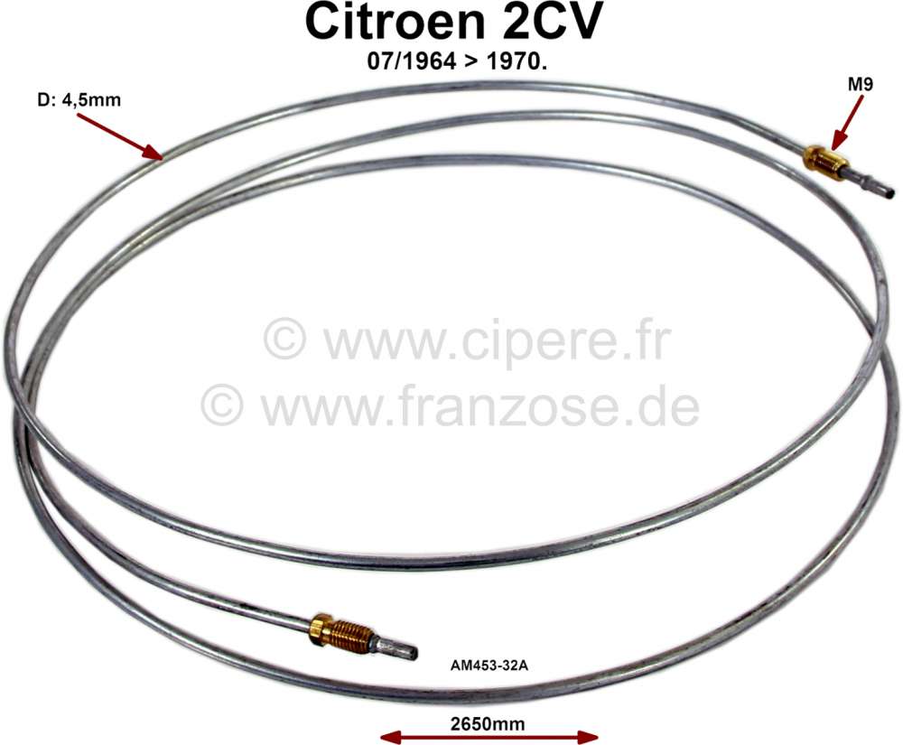 Citroen-2CV - Brake line, suitable for Citroen 2CV, of year of construction 07/1964 to 1970. Connection 