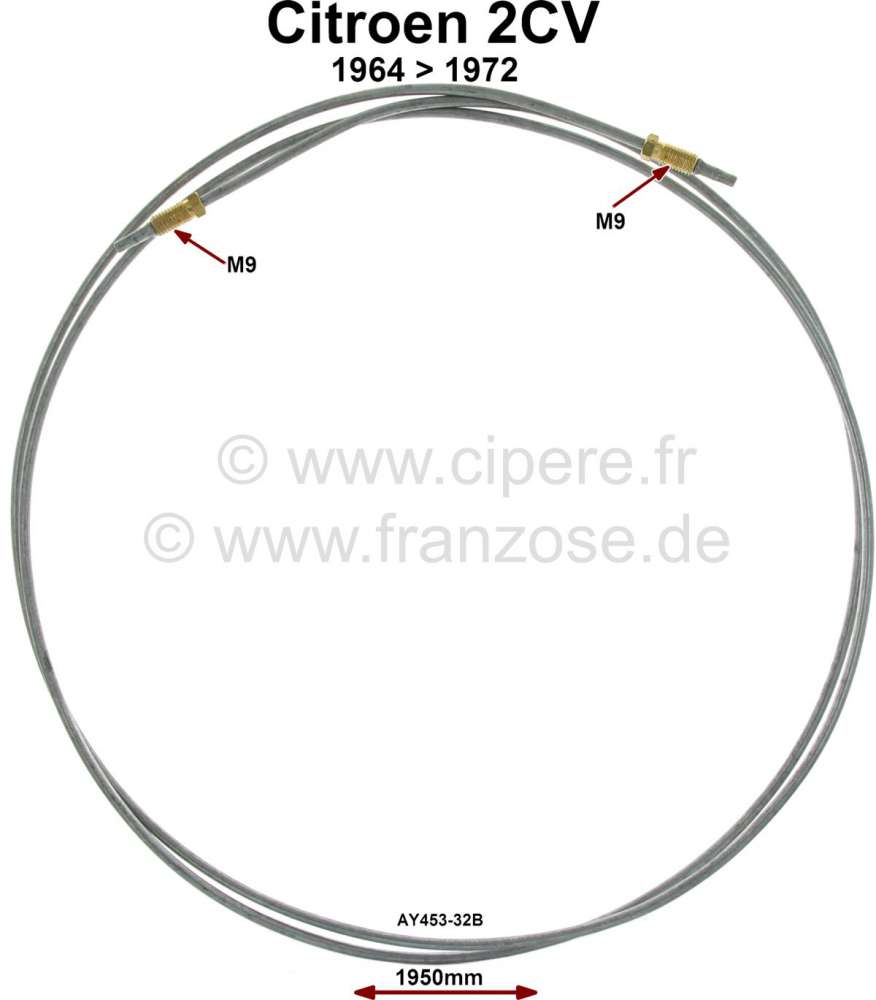 Citroen-2CV - Brake line, suitable for Citroen 2CV, of year of construction 1964 to 1972. Connection of 