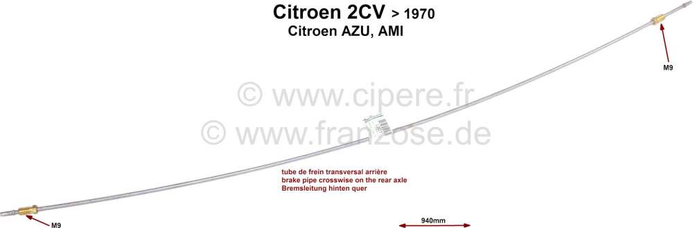 Sonstige-Citroen - Brake line, suitable for Citroen 2CV, AZU, AMi6, to year of construction 1970. Transverse 