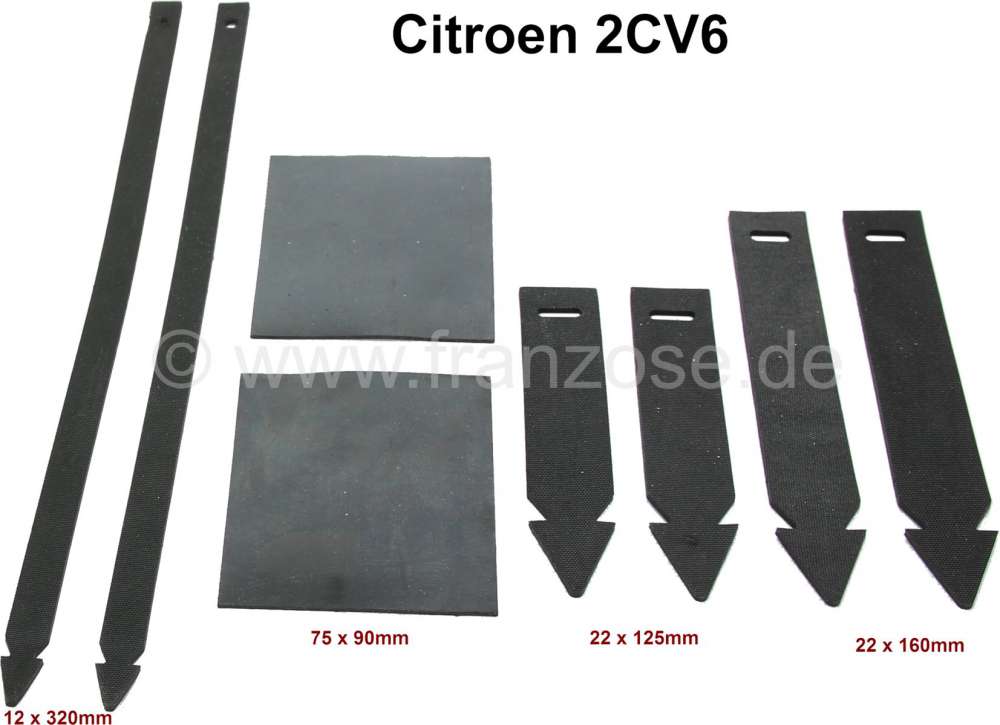 Citroen-2CV - Cable harness mounting kit. Consisting of: 6x rubber fixing strap. 2x protection rubber fo