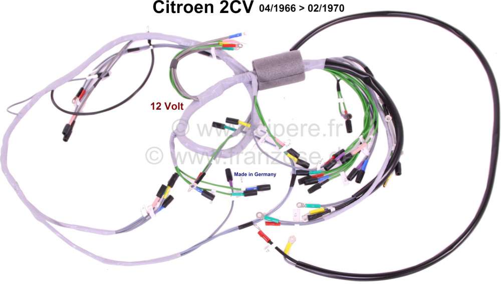 Alle - Main cable harness for Citroen 2CV. Installed from year of construction 04/1966 to 02/1970