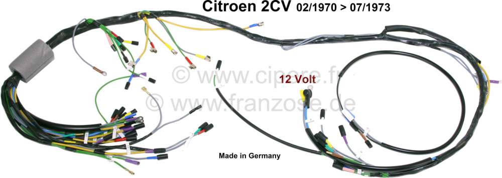 Citroen-2CV - Main cable harness for Citroen 2CV. Installed from year of construction 02/1970 to 07/1973