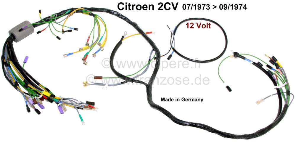 Alle - Main cable harness for Citroen 2CV. Installed from year of construction 07/1973 to 09/1974