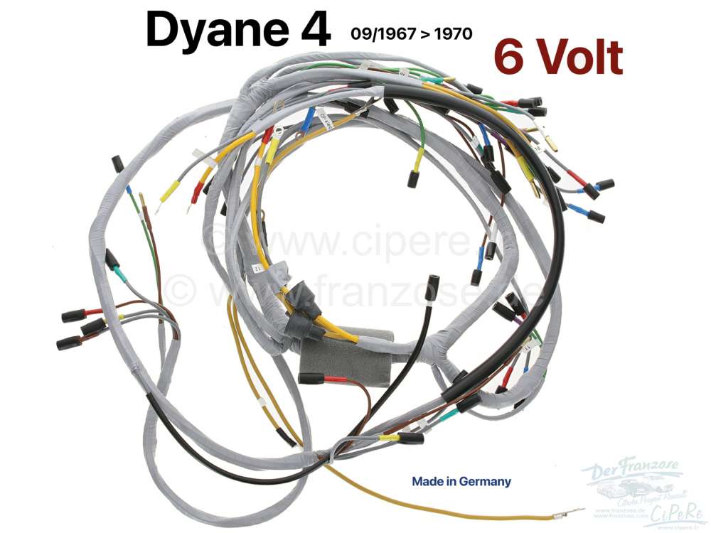 Citroen-2CV - Main wiring harness 6 Volt, suitable for Citroen Dyane. Made in Germany.
